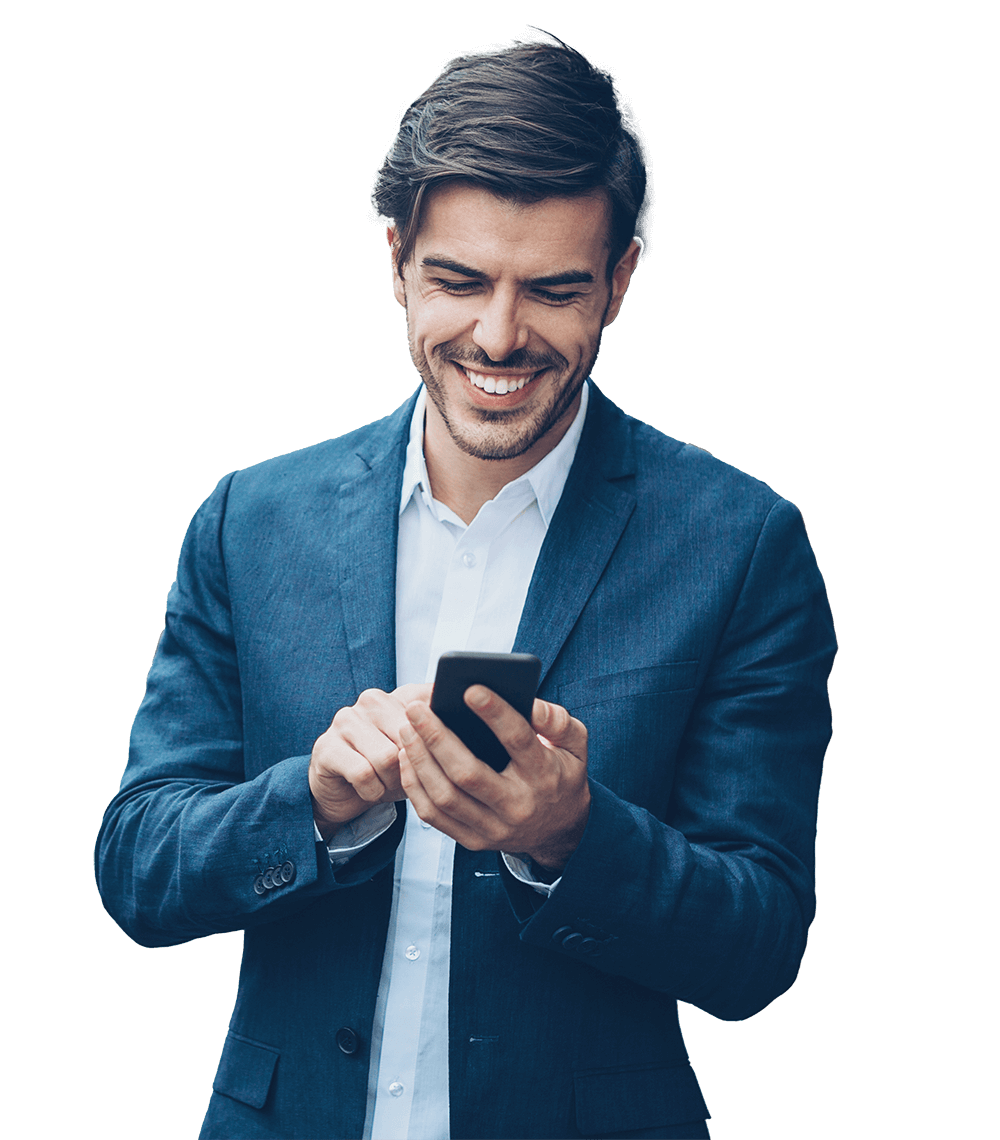 A person using their phone to update their website using our CMS